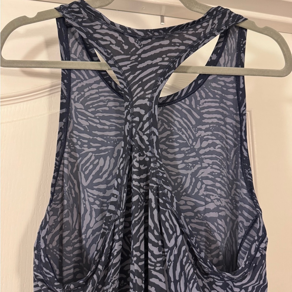 Athleta Ultimate Train Navy and Light Blue Printed Racerback Tank Top - Picture 6 of 9
